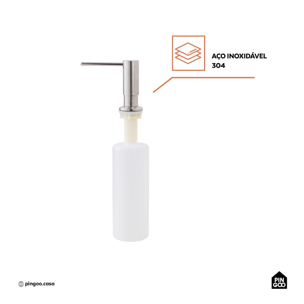 Dosador de Detergente Capiá 500ml Aço Inox 304 Pingoo.casa - Prata Dosador de Detergente Capiá 500ml Aço Inox 304 Pingoo.casa - Prata