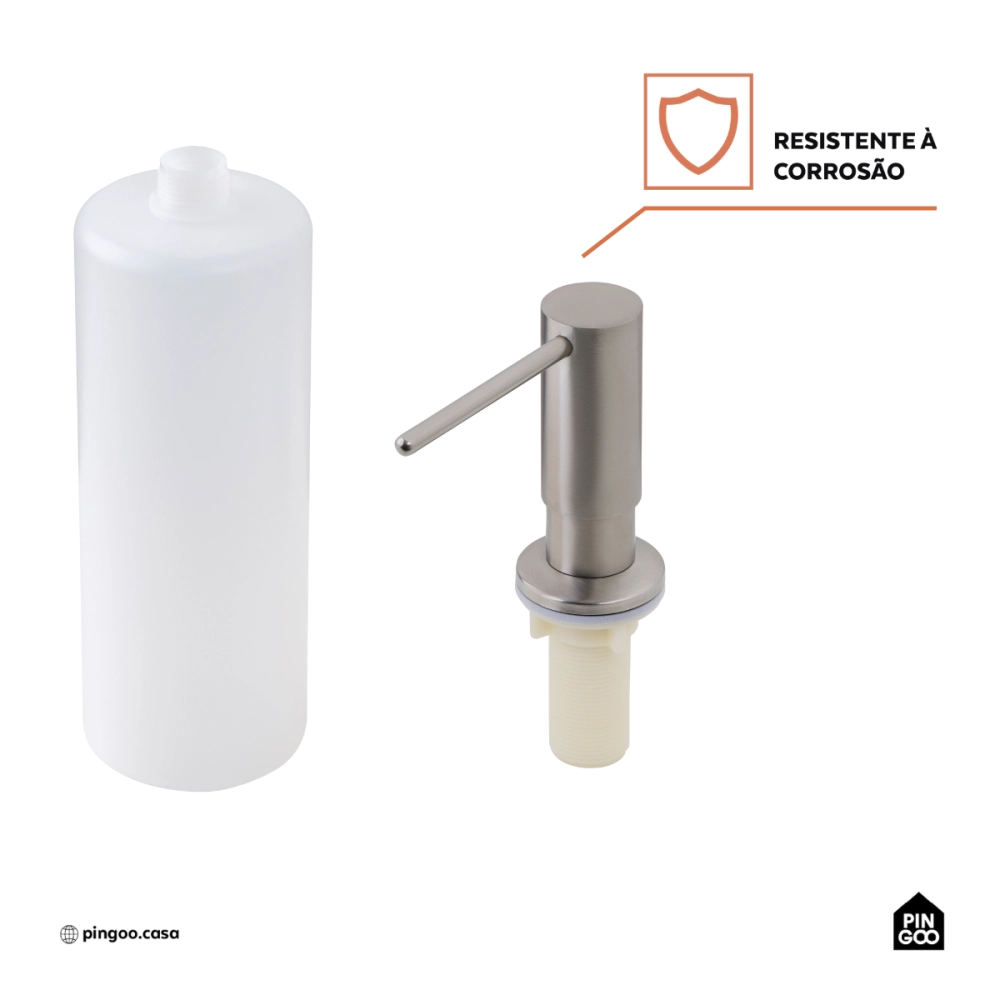 Dosador de Detergente Capiá 500ml Aço Inox 304 Pingoo.casa - Prata Dosador de Detergente Capiá 500ml Aço Inox 304 Pingoo.casa - Prata