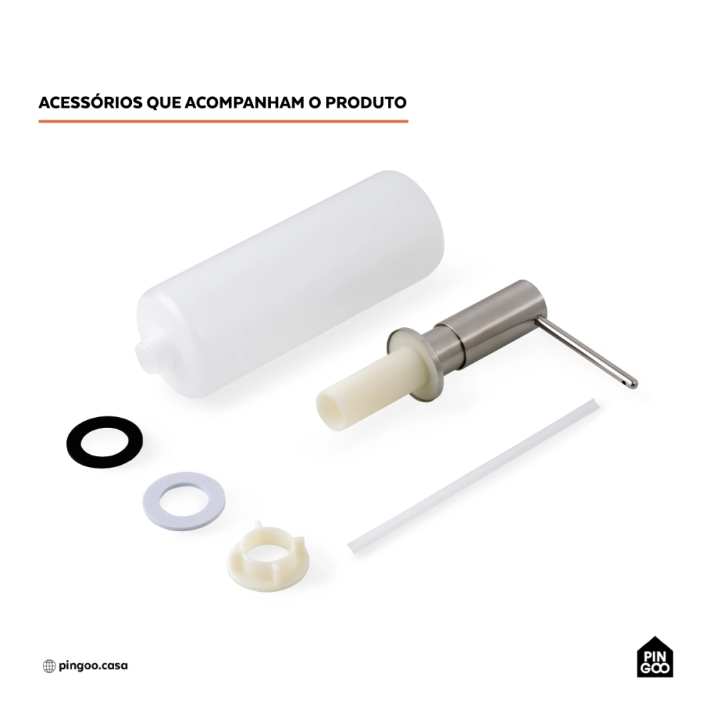 Dosador de Detergente Capiá 500ml Aço Inox 304 Pingoo.casa - Prata Dosador de Detergente Capiá 500ml Aço Inox 304 Pingoo.casa - Prata