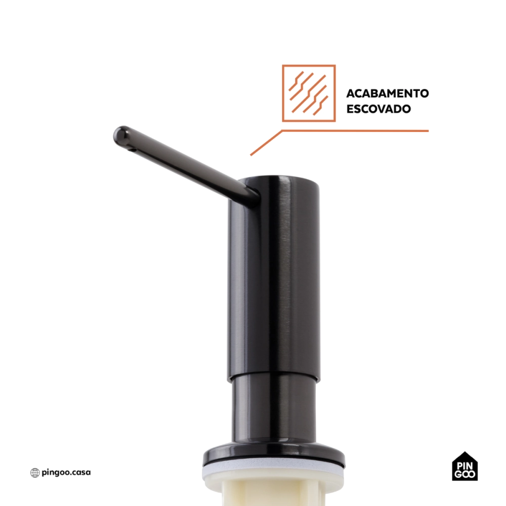 Dosador de Detergente Capiá 500ml Aço Inox 304 Pingoo.casa - Preto