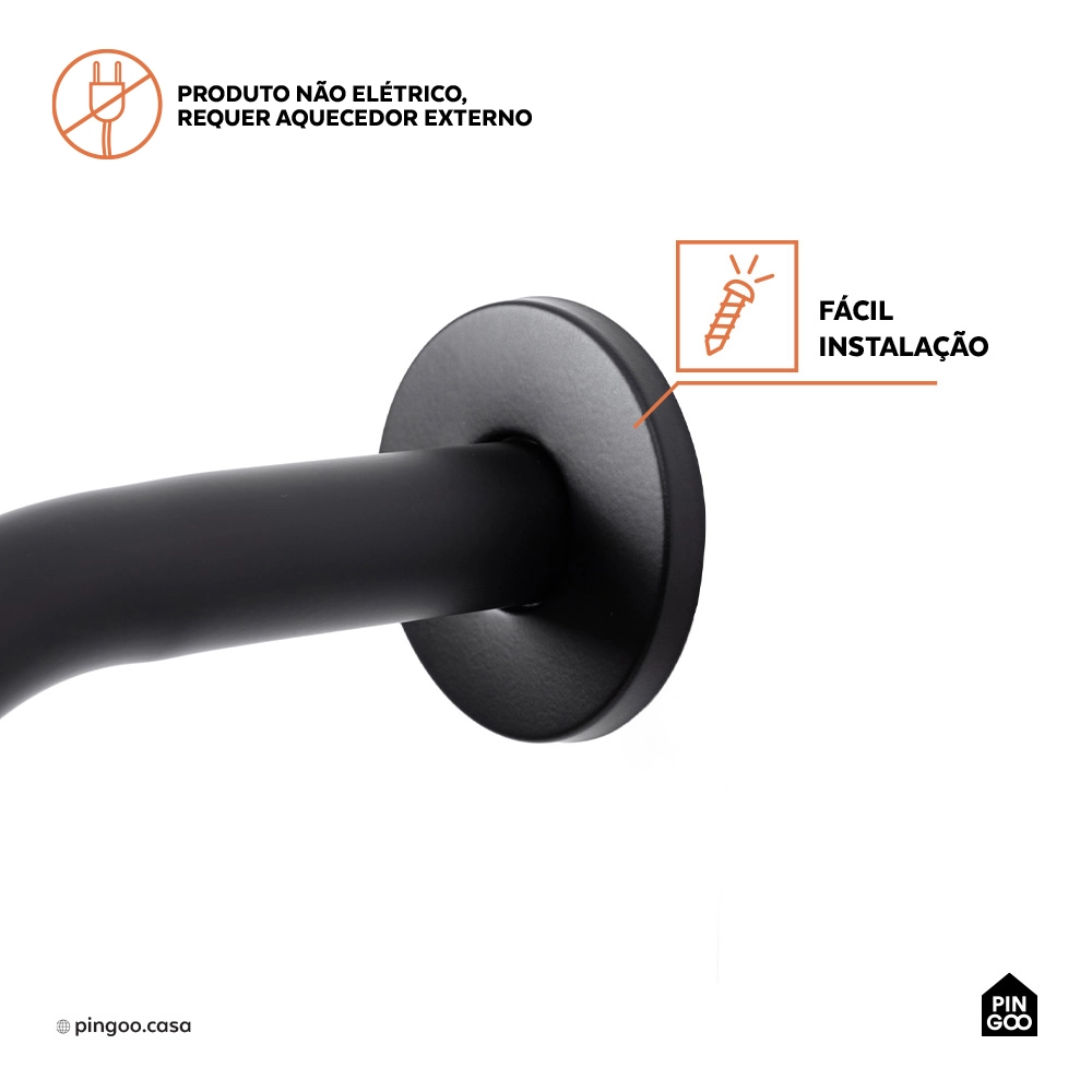 Ducha Chuveiro Autolimpante Redondo de Parede Mauá Preto