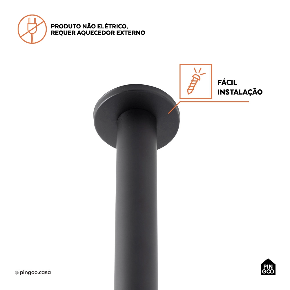 Ducha Chuveiro Autolimpante Redondo de Teto Mauá Preto