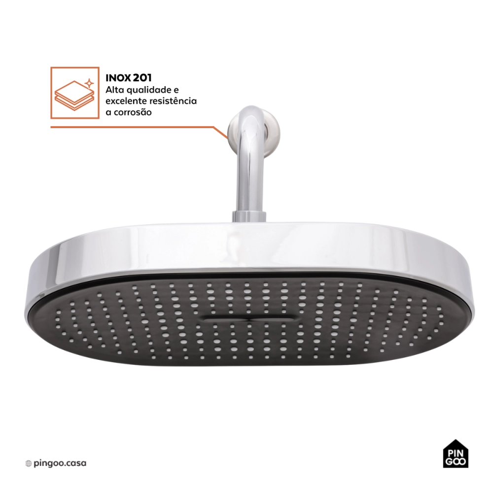 Ducha chuveiro oval de parede Muriaé - Prata