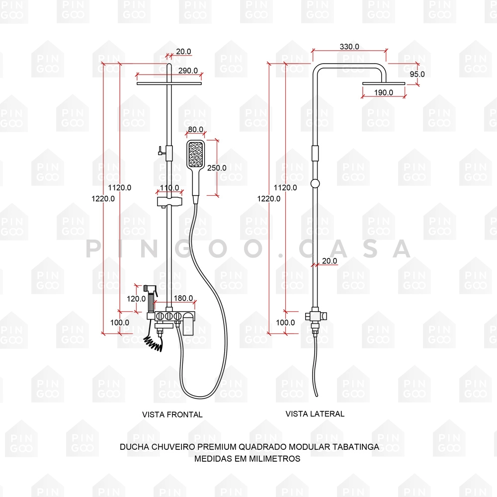 Ducha Chuveiro Premium Quadrado Modular Com Desviador Tabatinga Ducha Chuveiro Premium Quadrado Modular Com Desviador Tabatinga