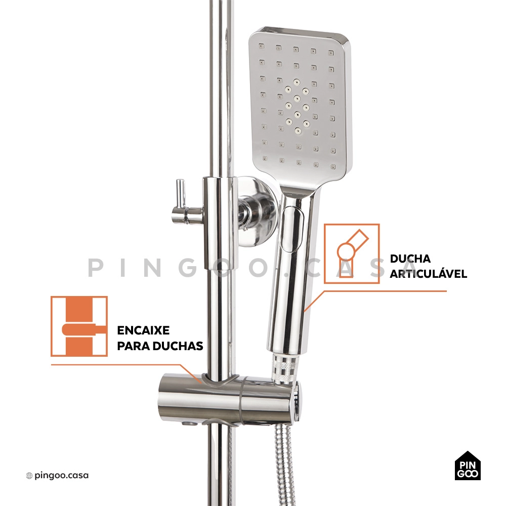 Ducha Chuveiro Premium Quadrado Modular Com Desviador Tabatinga Ducha Chuveiro Premium Quadrado Modular Com Desviador Tabatinga