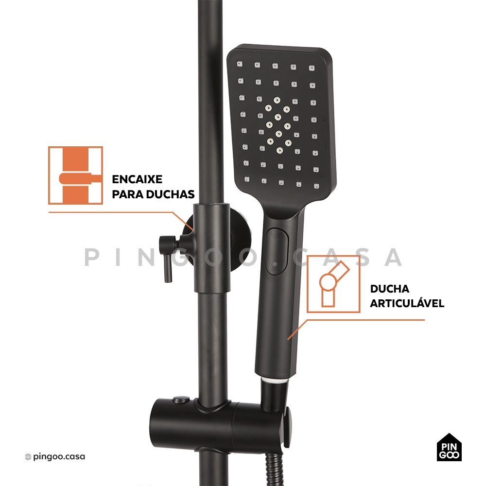 Ducha Chuveiro Premium Quadrado Modular Com Desviador Tabatinga Ducha Chuveiro Premium Quadrado Modular Com Desviador Tabatinga