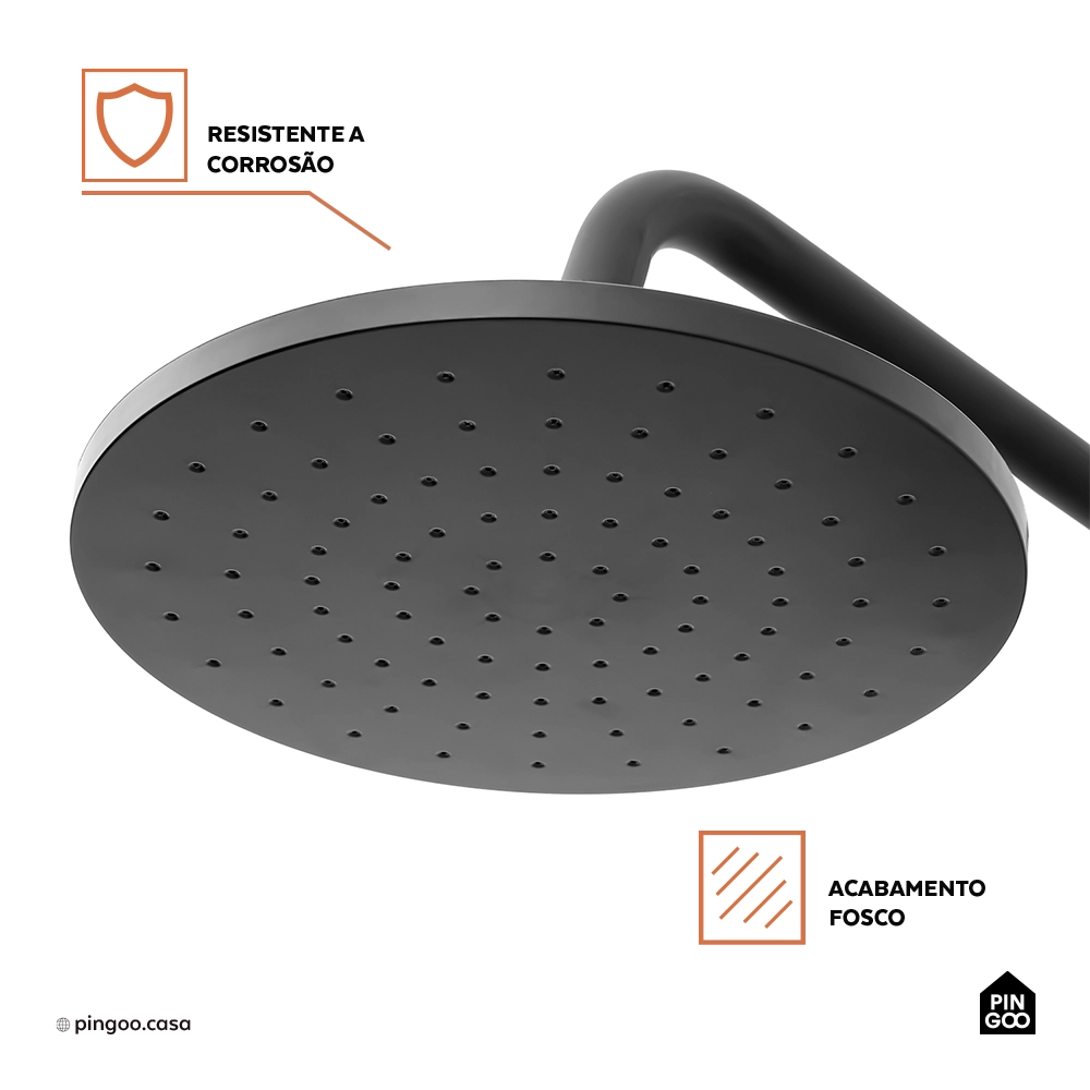 Ducha Chuveiro Modular de Parede Redondo Iaco Pingoo.casa - Preto