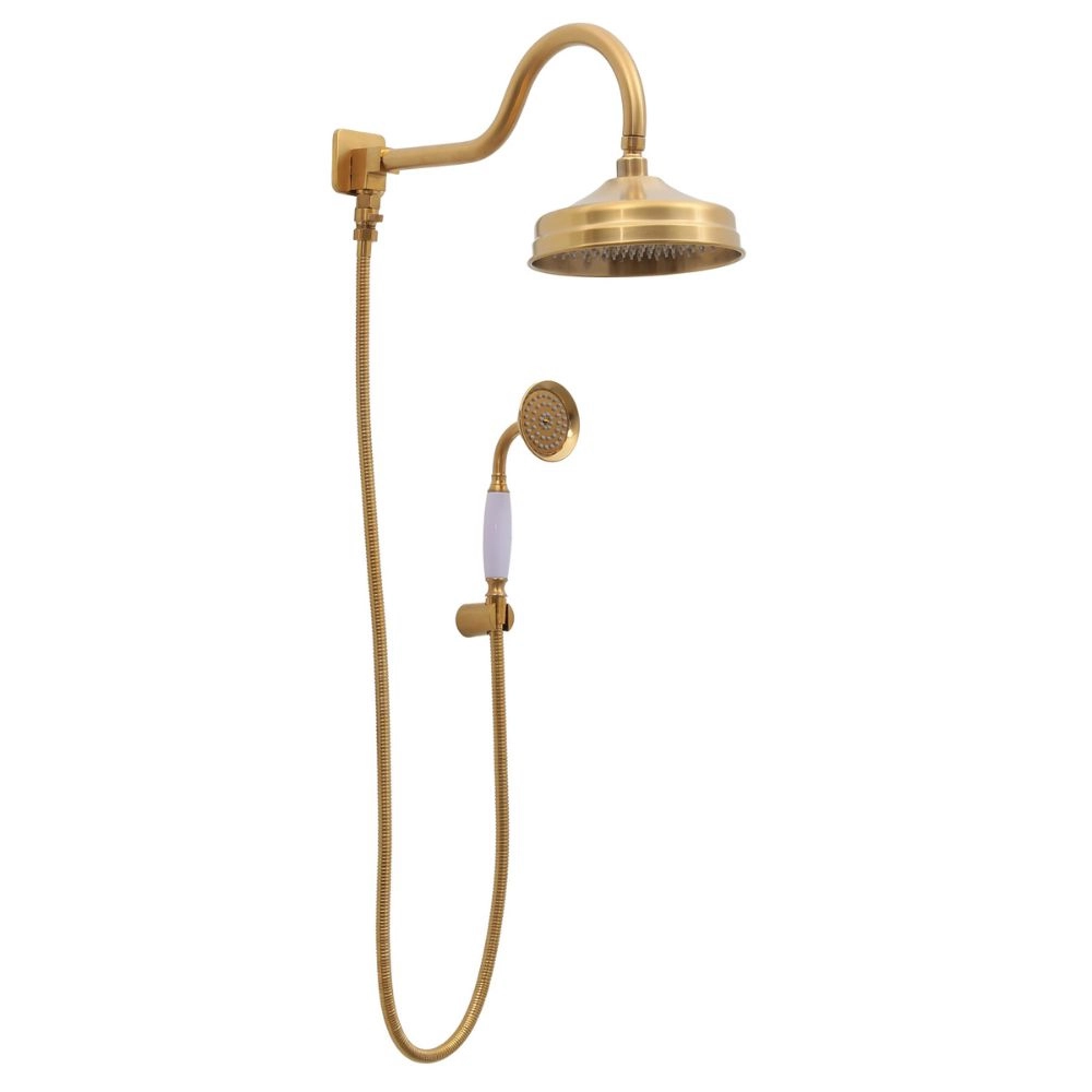 Ducha Chuveiro Redondo de Parede com desviador Trombetas Dourado
