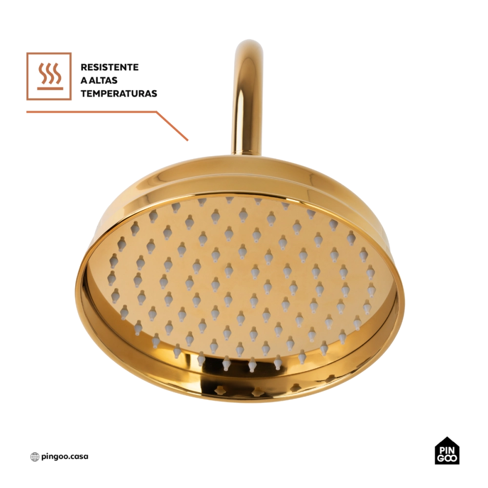 Ducha Chuveiro Redondo de Parede com desviador Trombetas Dourado Ducha Chuveiro Redondo de Parede com desviador Trombetas Dourado