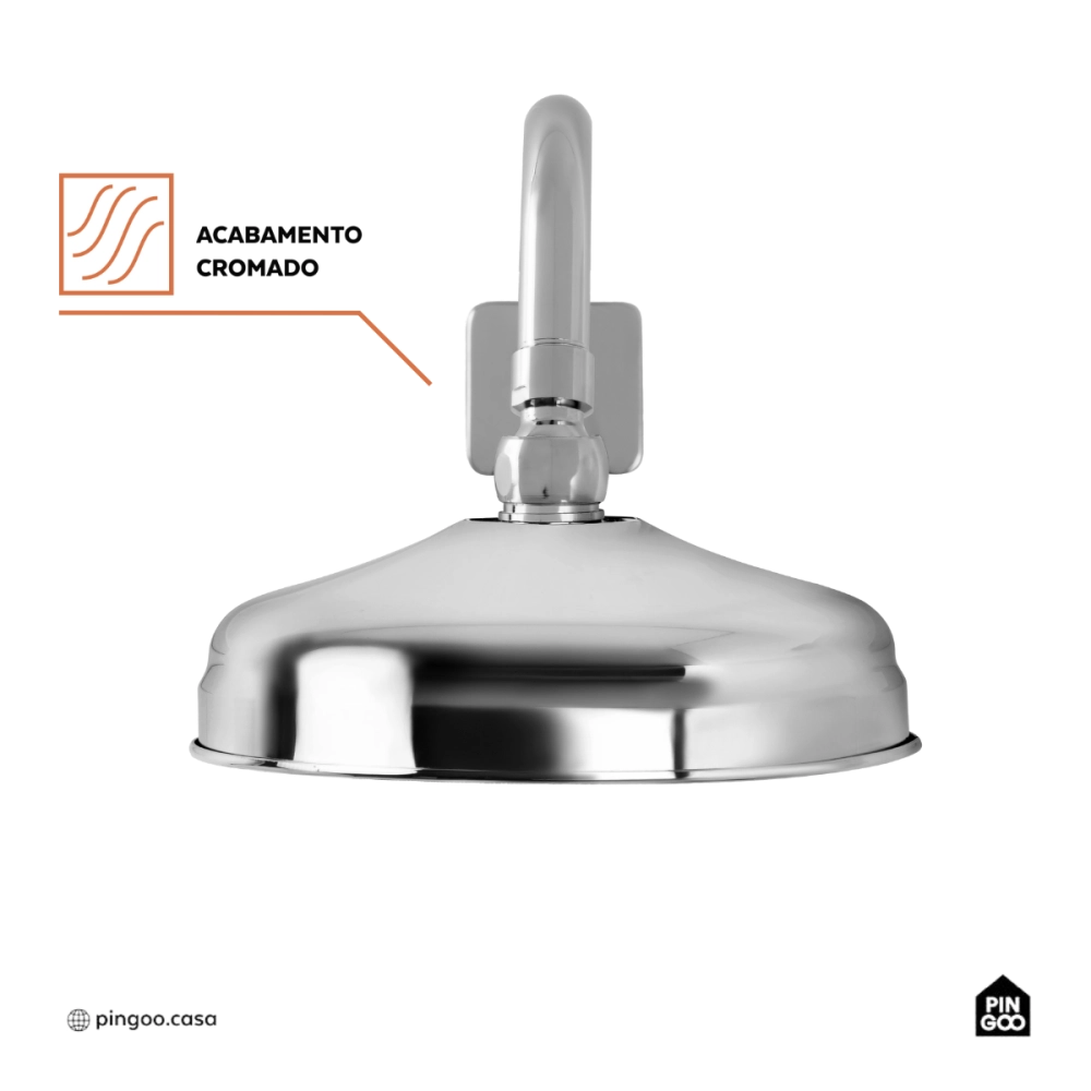 Ducha Chuveiro Redondo de Parede com desviador Trombetas Prata Ducha Chuveiro Redondo de Parede com desviador Trombetas Prata