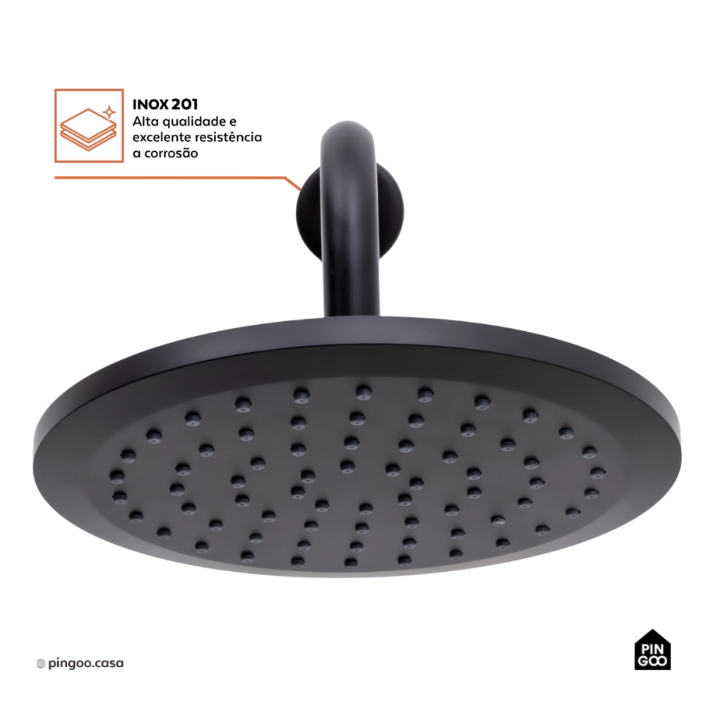 Ducha chuveiro redondo de parede Macaé - Preto