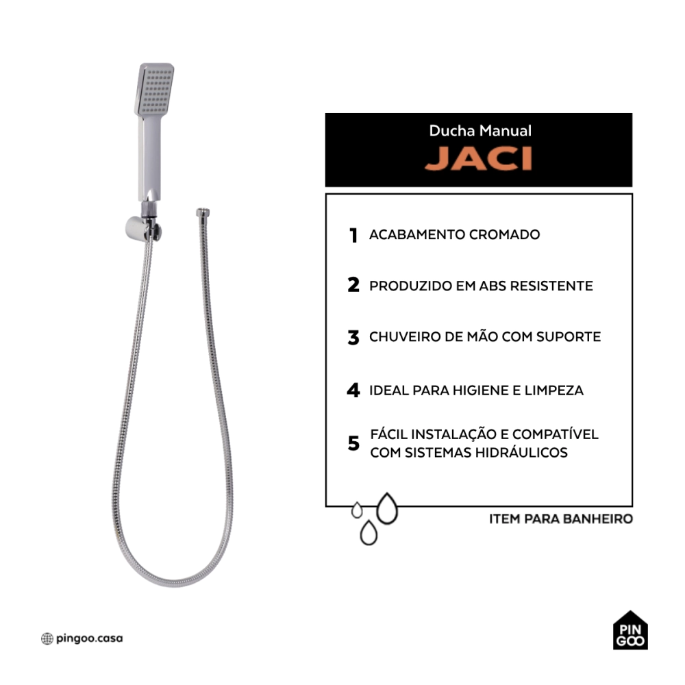 Ducha Manual Jaci Pingoo.casa - Prata