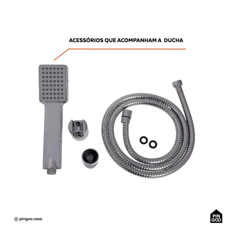 Ducha Manual Jaci Pingoo.casa - Prata