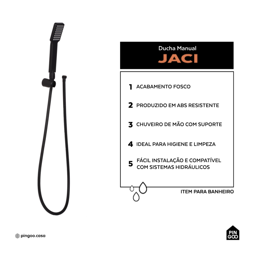 Ducha Manual Jaci Pingoo.casa - Preto