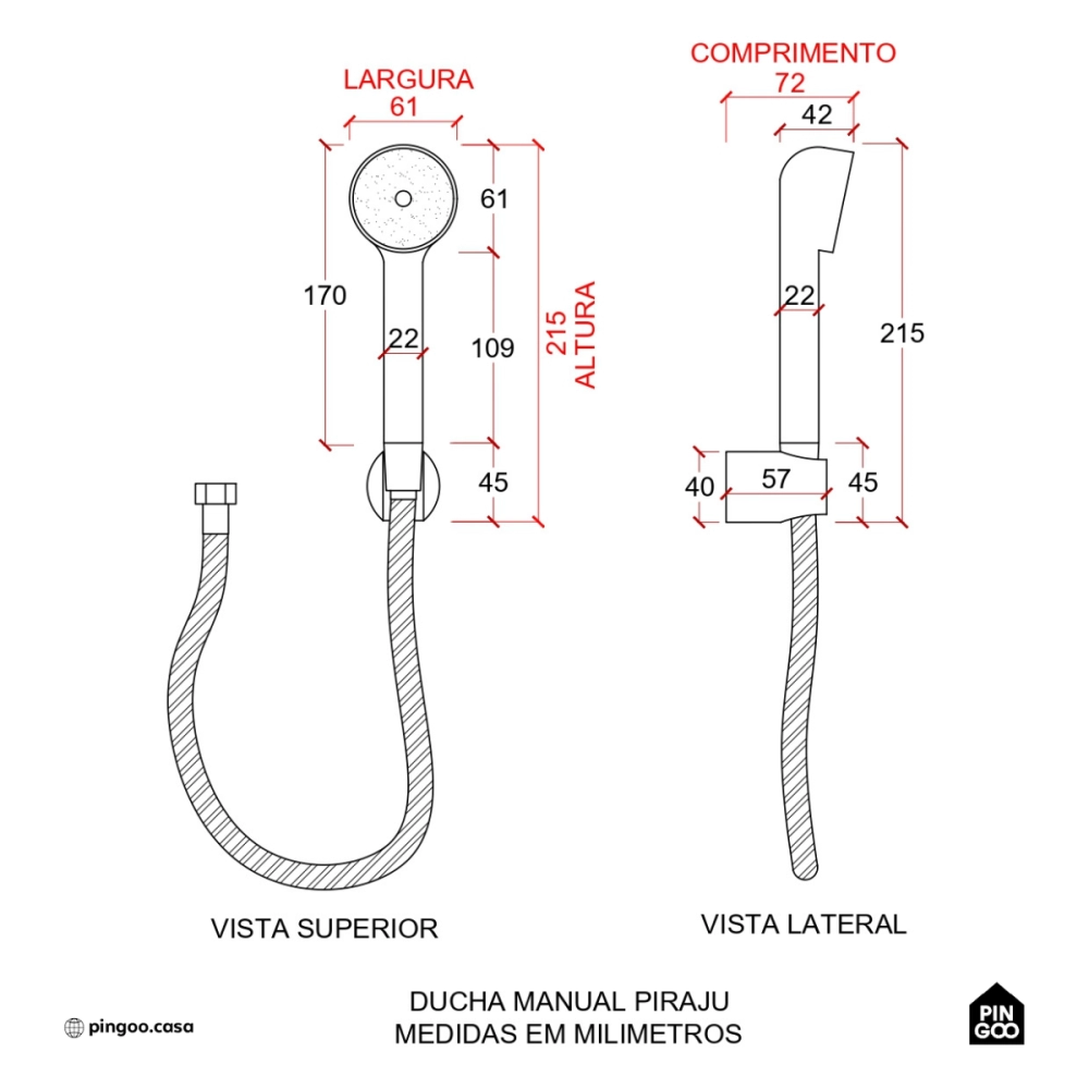 Ducha Manual Piraju Pingoo.casa - Dourado Rose Ducha Manual Piraju Pingoo.casa - Dourado Rose