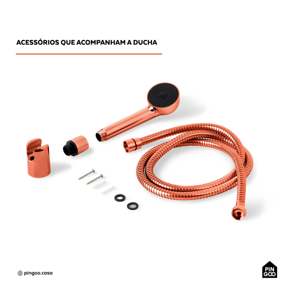 Ducha Manual Piraju Pingoo.casa - Dourado Rose