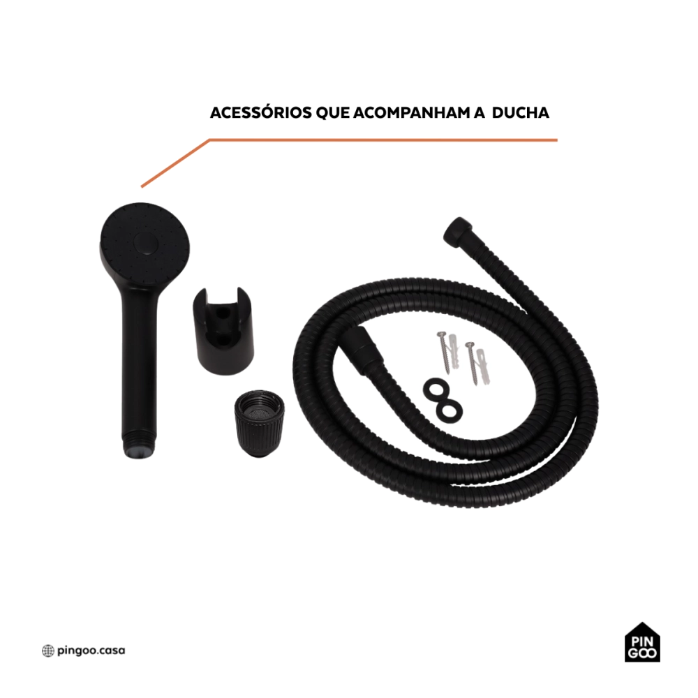 Ducha Manual Piraju Pingoo.casa - Preto