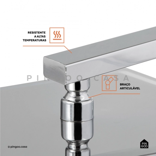 Ducha Chuveiro 30Cm Com Braço 40Cm Aço Inox 304 Mundaú Prata