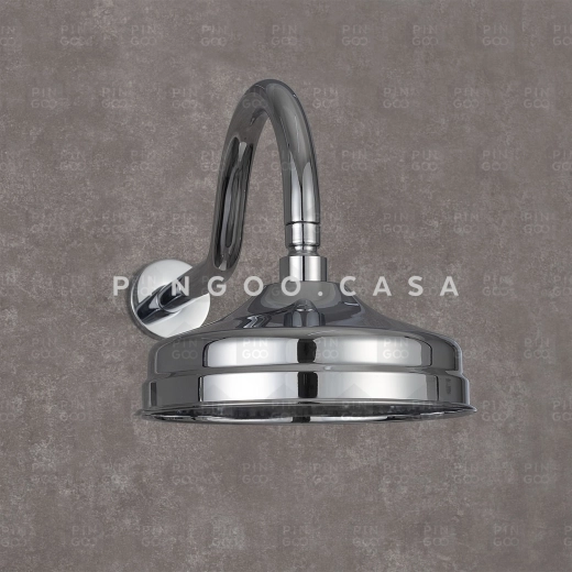 Ducha Chuveiro Redondo Retro Inox 20cm Trombetas Prata