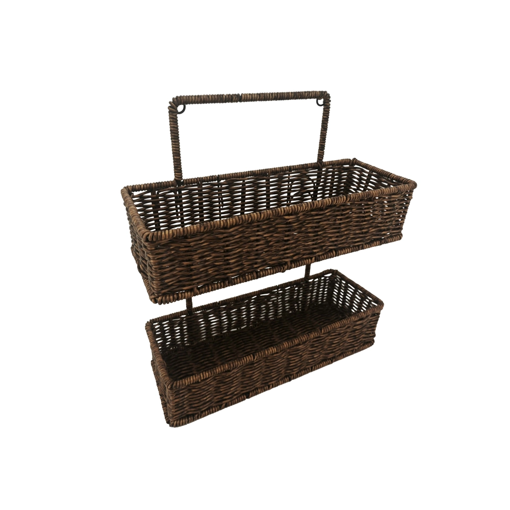 Duo Suporte Suspenso Retangular Rattan Rustic - Mimo Style Duo Suporte Suspenso Retangular Rattan Rustic - Mimo Style