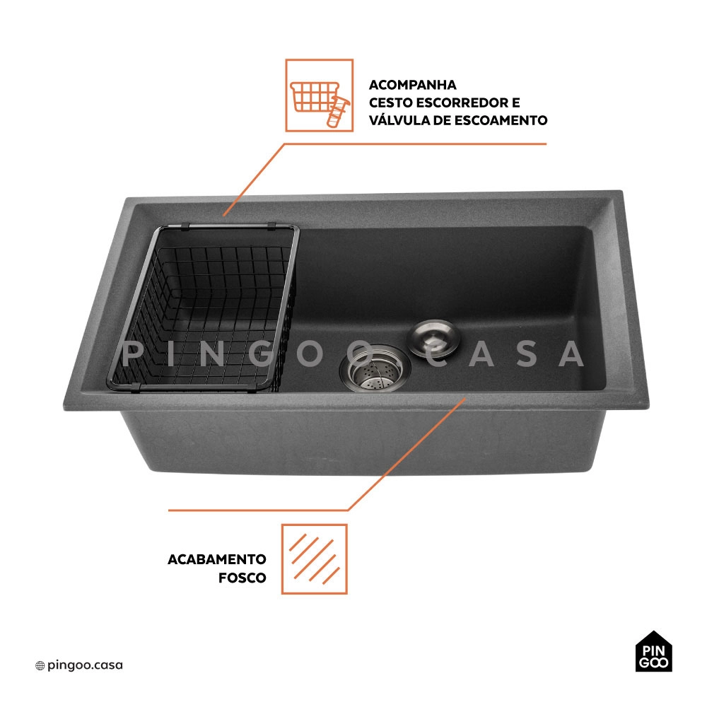 Cuba Para Cozinha Gourmet De Quartzo Com Acessórios Zoró Pingoo.casa - Cinza Cuba Para Cozinha Gourmet De Quartzo Com Acessórios Zoró Pingoo.casa - Cinza