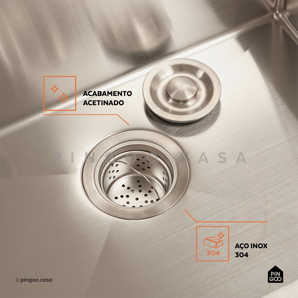 Cuba para Cozinha Terena 58 cm e Torneira Misturador Monocomando Saída para Filtro Carandaí - Prata Cuba para Cozinha Terena 58 cm e Torneira Misturador Monocomando Saída para Filtro Carandaí - Prata