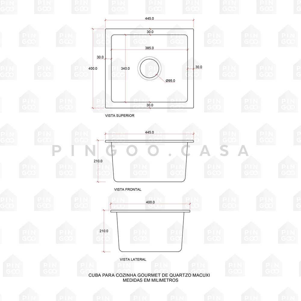 Cuba Gourmet para Cozinha com Acessórios Quartzo 40x44cm Macuxi Pingoo.casa - Branco Cuba Gourmet para Cozinha com Acessórios Quartzo 40x44cm Macuxi Pingoo.casa - Branco