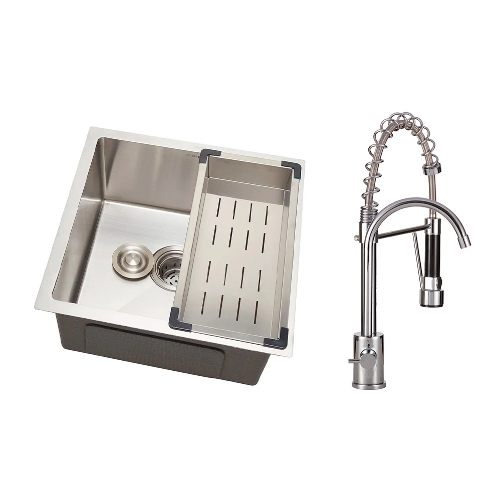 Cuba para Cozinha Terena 44 cm e Torneira Misturador Monocomando Saída para Filtro Carandaí - Prata