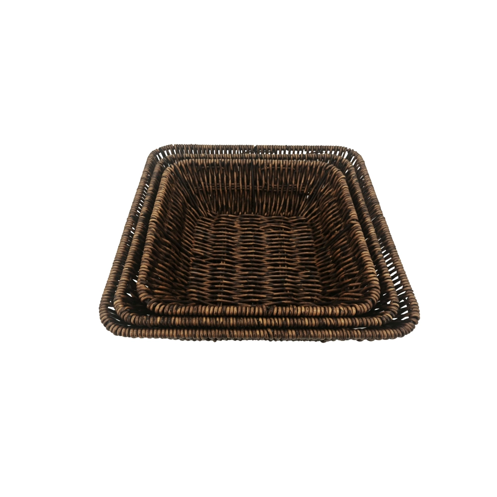 Jogo de 3 Cestos Quadrado Rattan Rustic - Mimo Style Jogo de 3 Cestos Quadrado Rattan Rustic - Mimo Style