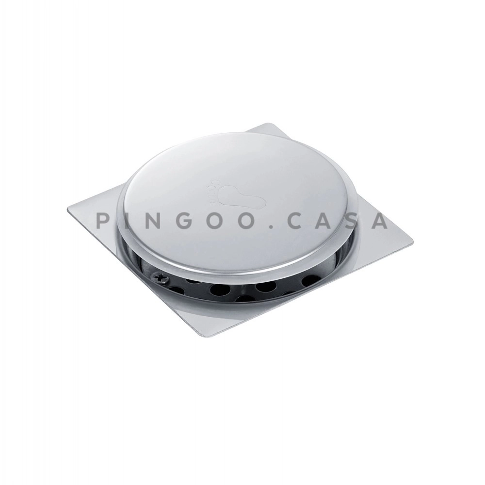 Kit 02 Ralos Click Up Quadrado para Chão 10cm Inox Prata