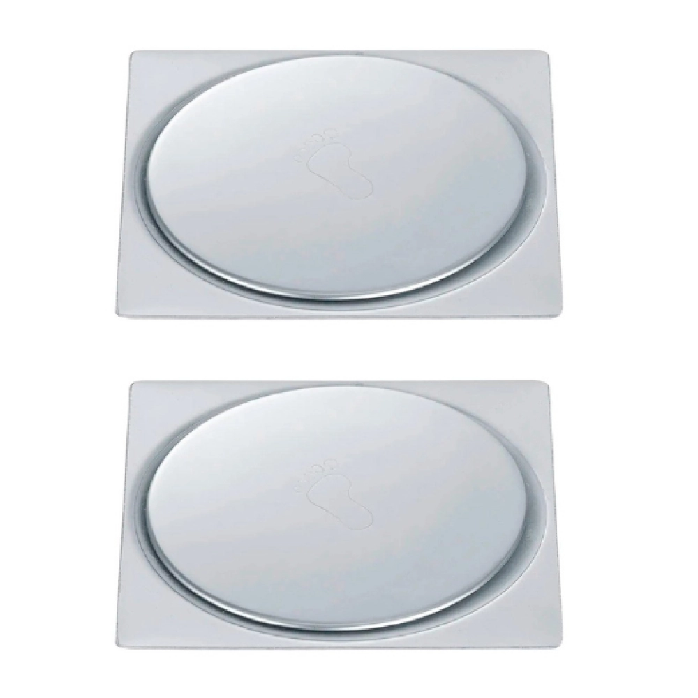 Kit 02 Ralos Click Up Quadrado para Chão 10cm Inox Prata