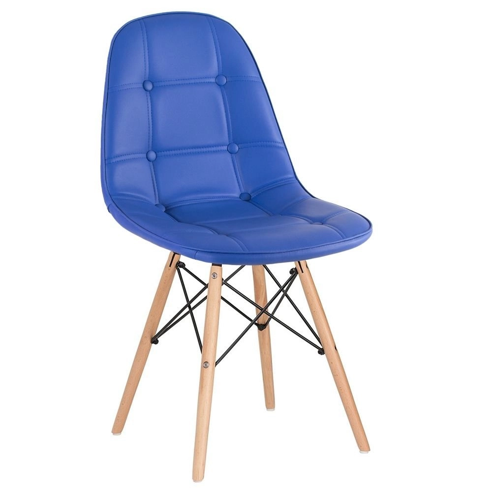Kit 10 Cadeiras de jantar Charles Eames Eiffel Botonê Estofada - Azul Kit 10 Cadeiras de jantar Charles Eames Eiffel Botonê Estofada - Azul