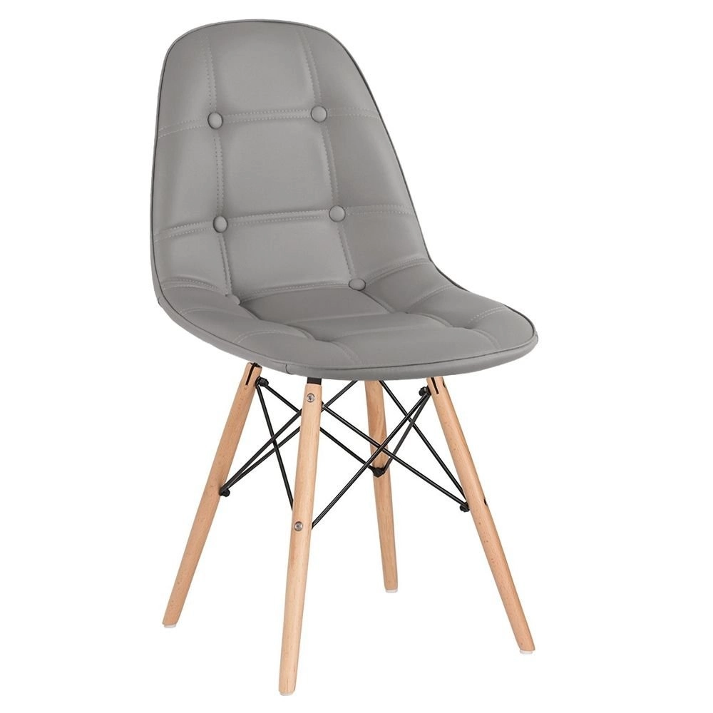 Kit 10 Cadeiras de jantar Charles Eames Eiffel Botonê Estofada - Cinza Kit 10 Cadeiras de jantar Charles Eames Eiffel Botonê Estofada - Cinza