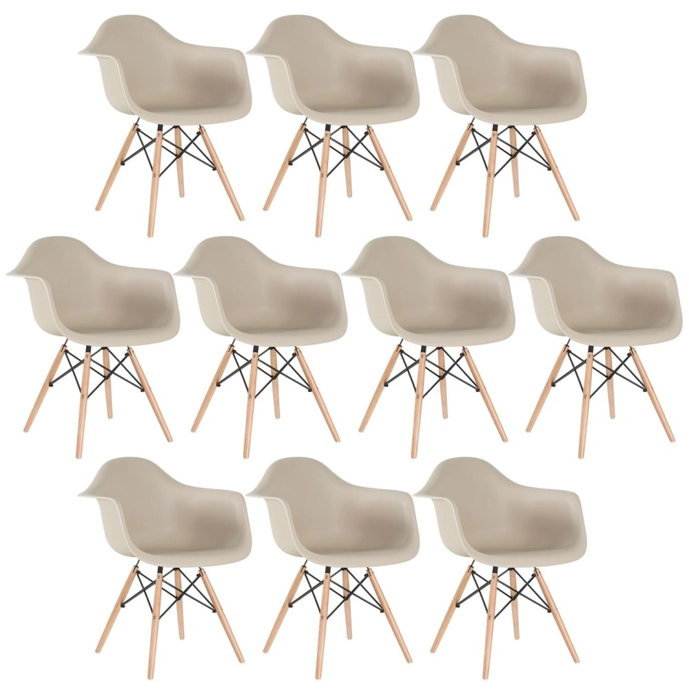 Kit 10 Cadeiras de jantar Charles Eames Eiffel DAW em Polipropileno - Nude Kit 10 Cadeiras de jantar Charles Eames Eiffel DAW em Polipropileno - Nude