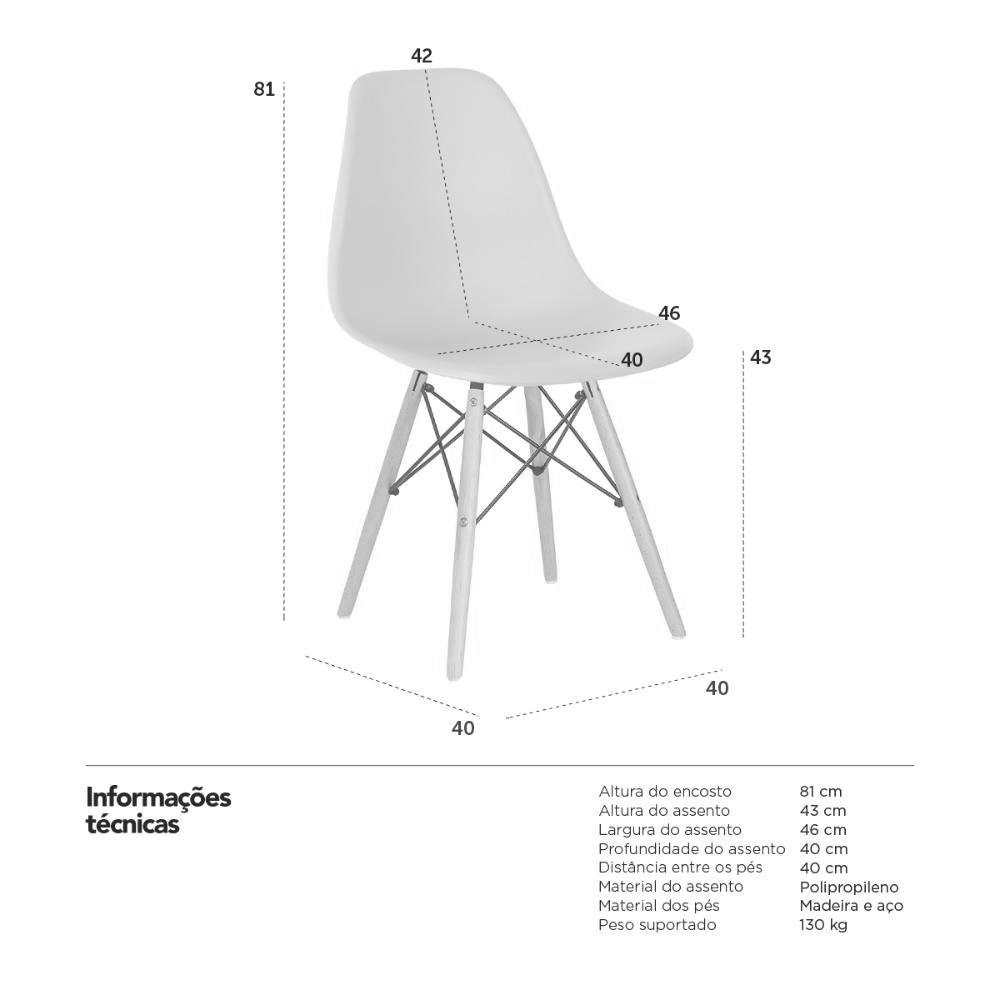 Kit 10 Cadeiras de jantar Charles Eames Eiffel DSW em Polipropileno - Creme Kit 10 Cadeiras de jantar Charles Eames Eiffel DSW em Polipropileno - Creme