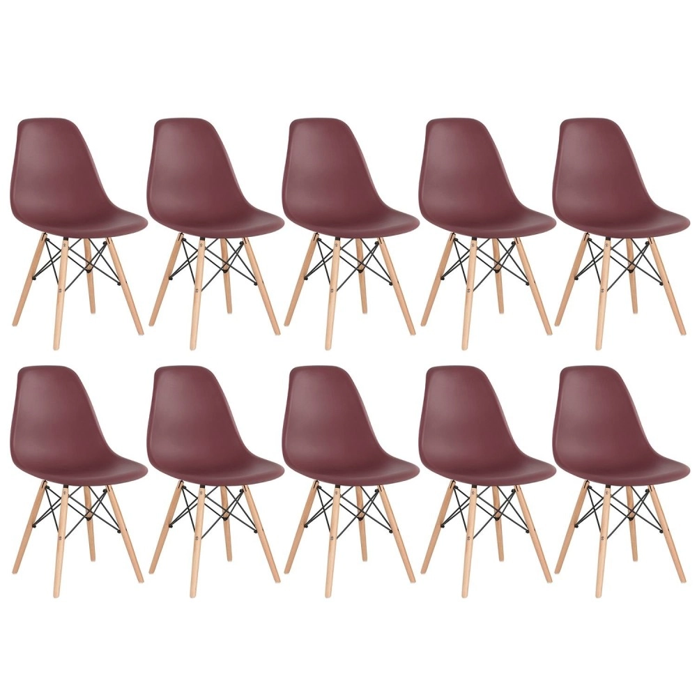 Kit 10 Cadeiras de jantar Charles Eames Eiffel DSW em Polipropileno - Marrom Kit 10 Cadeiras de jantar Charles Eames Eiffel DSW em Polipropileno - Marrom