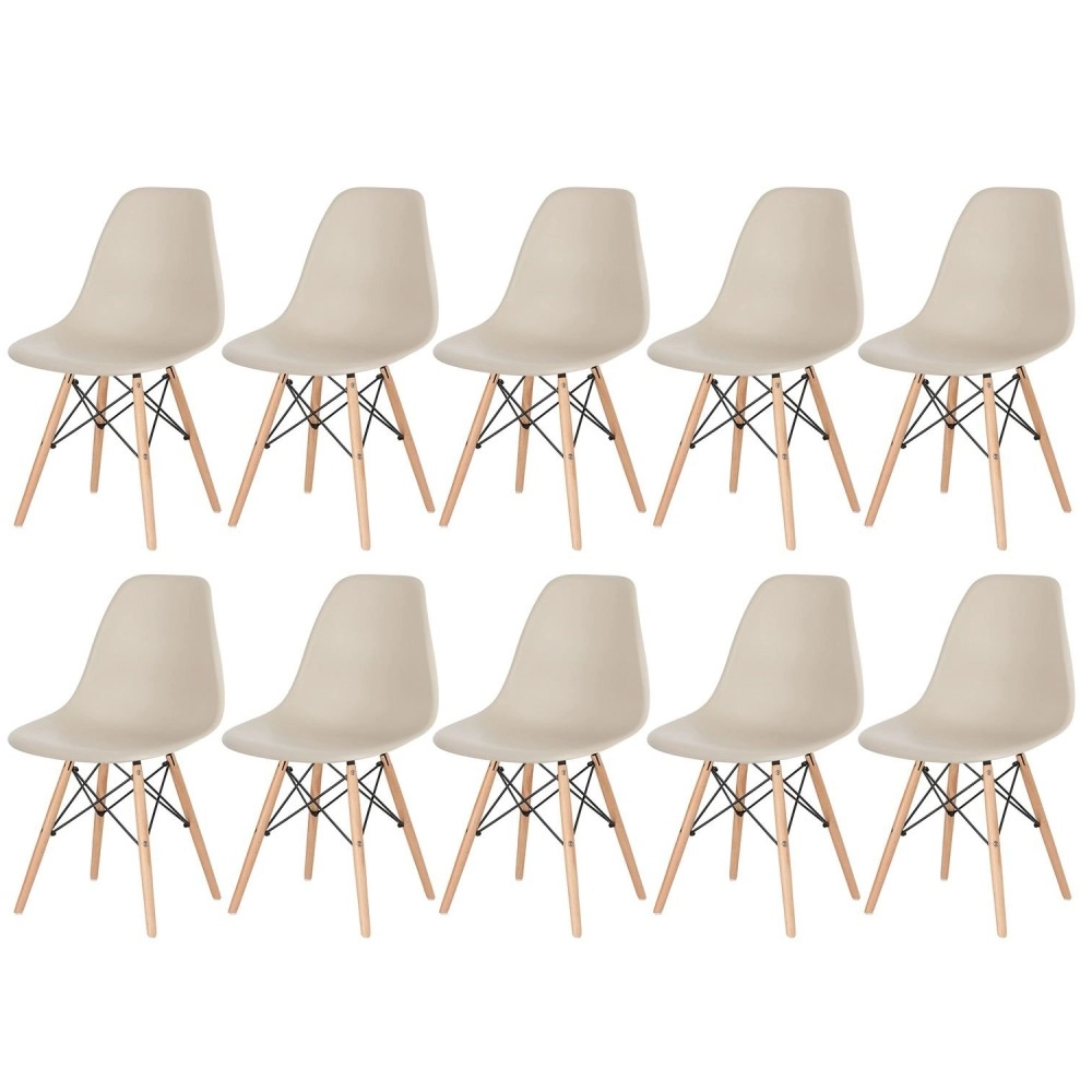 Kit 10 Cadeiras de jantar Charles Eames Eiffel DSW em Polipropileno - Nude Kit 10 Cadeiras de jantar Charles Eames Eiffel DSW em Polipropileno - Nude