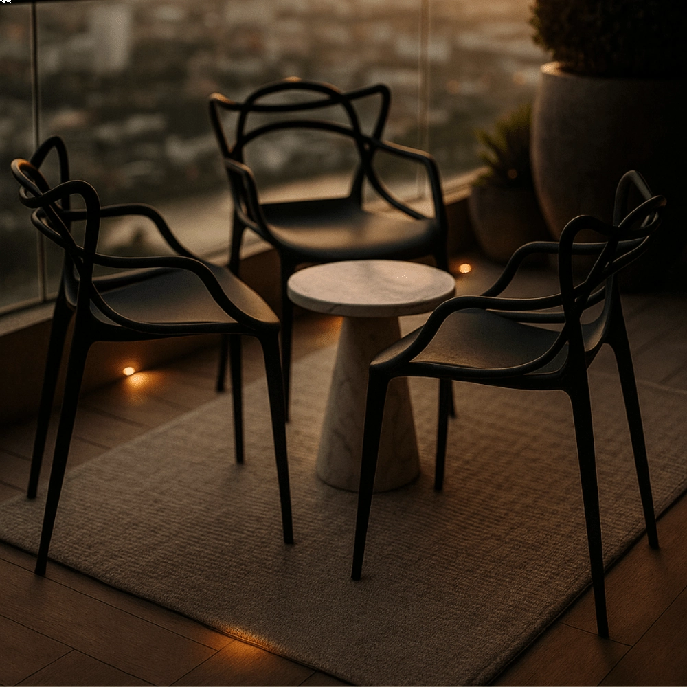 Kit 10 Cadeiras de jantar Master Allegra Design Moderno em Polipropileno - Preto Kit 10 Cadeiras de jantar Master Allegra Design Moderno em Polipropileno - Preto
