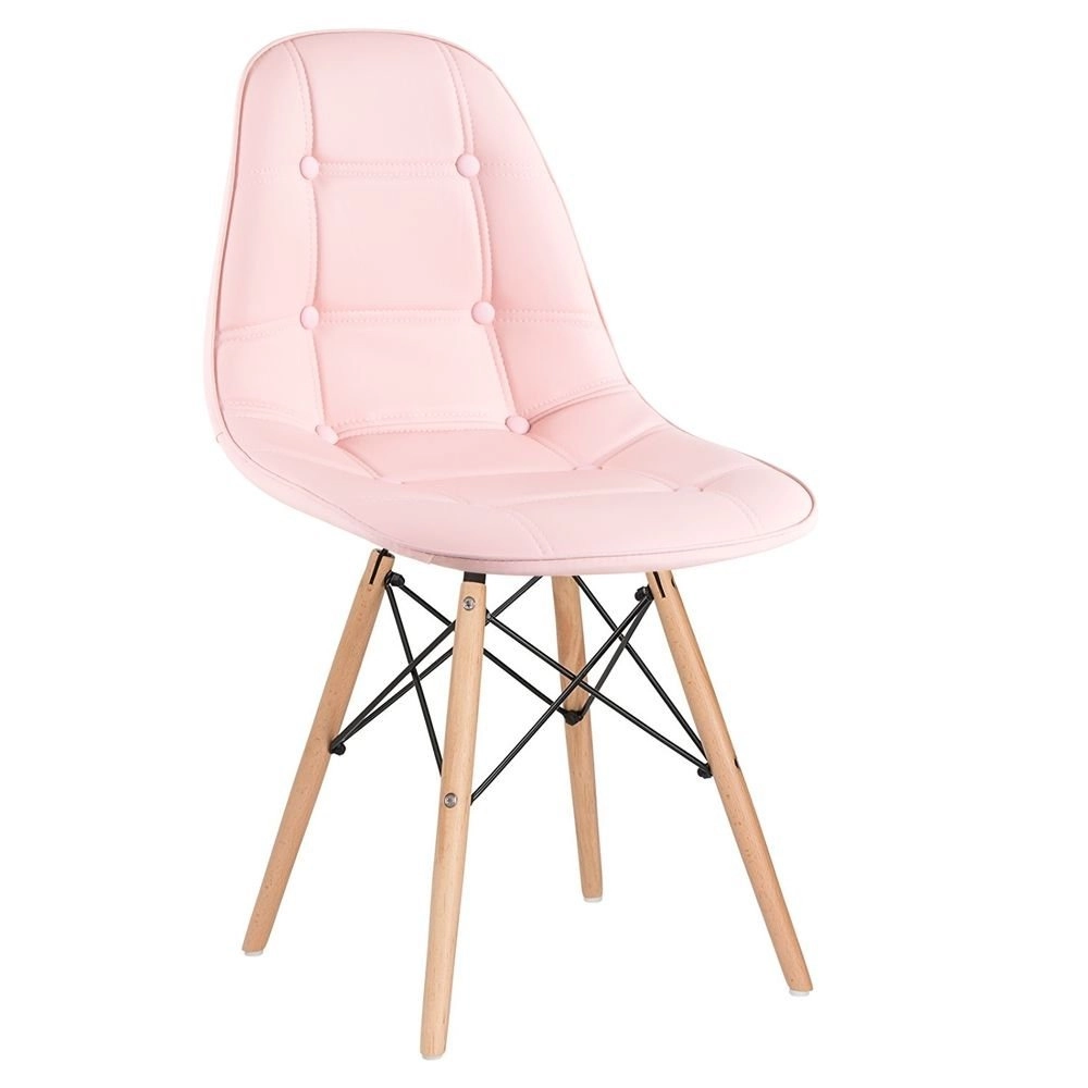 Kit 12 Cadeiras de jantar Charles Eames Eiffel Botonê Estofada - Rosa Kit 12 Cadeiras de jantar Charles Eames Eiffel Botonê Estofada - Rosa