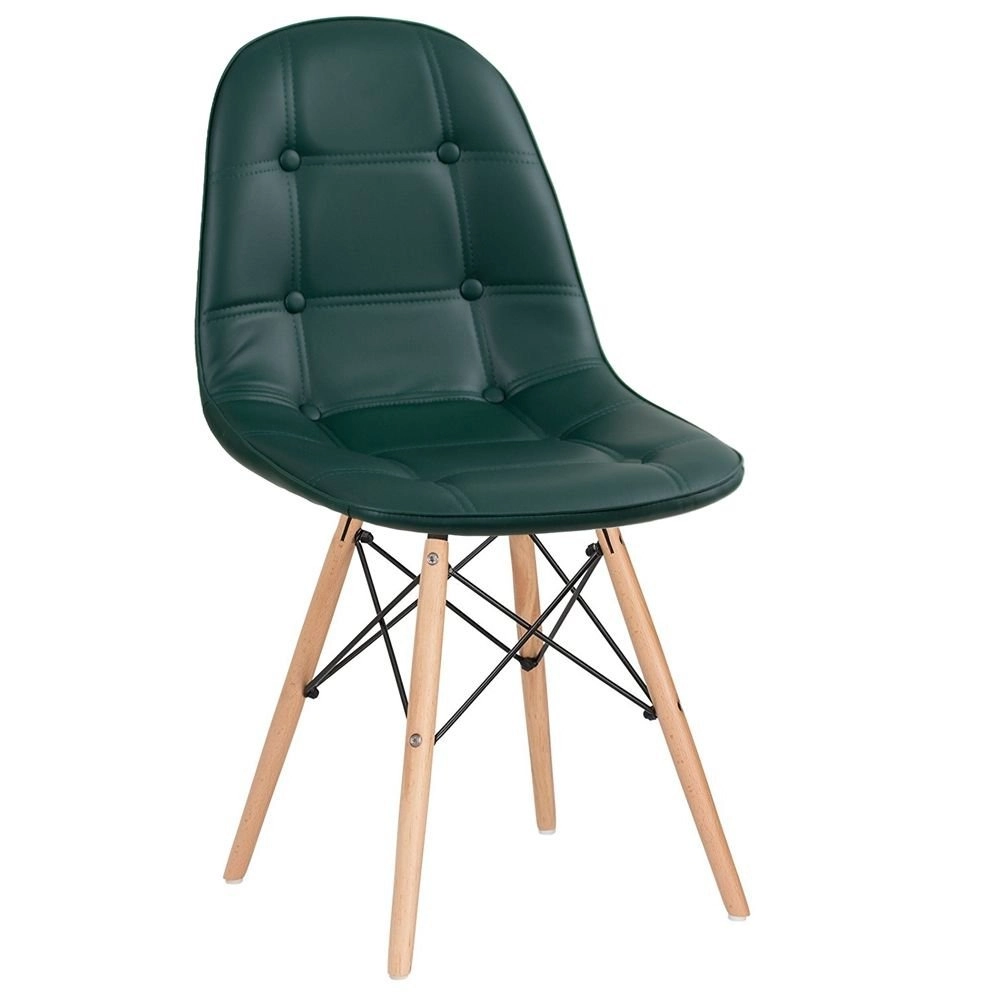 Kit 12 Cadeiras de jantar Charles Eames Eiffel Botonê Estofada - Verde escuro Kit 12 Cadeiras de jantar Charles Eames Eiffel Botonê Estofada - Verde escuro
