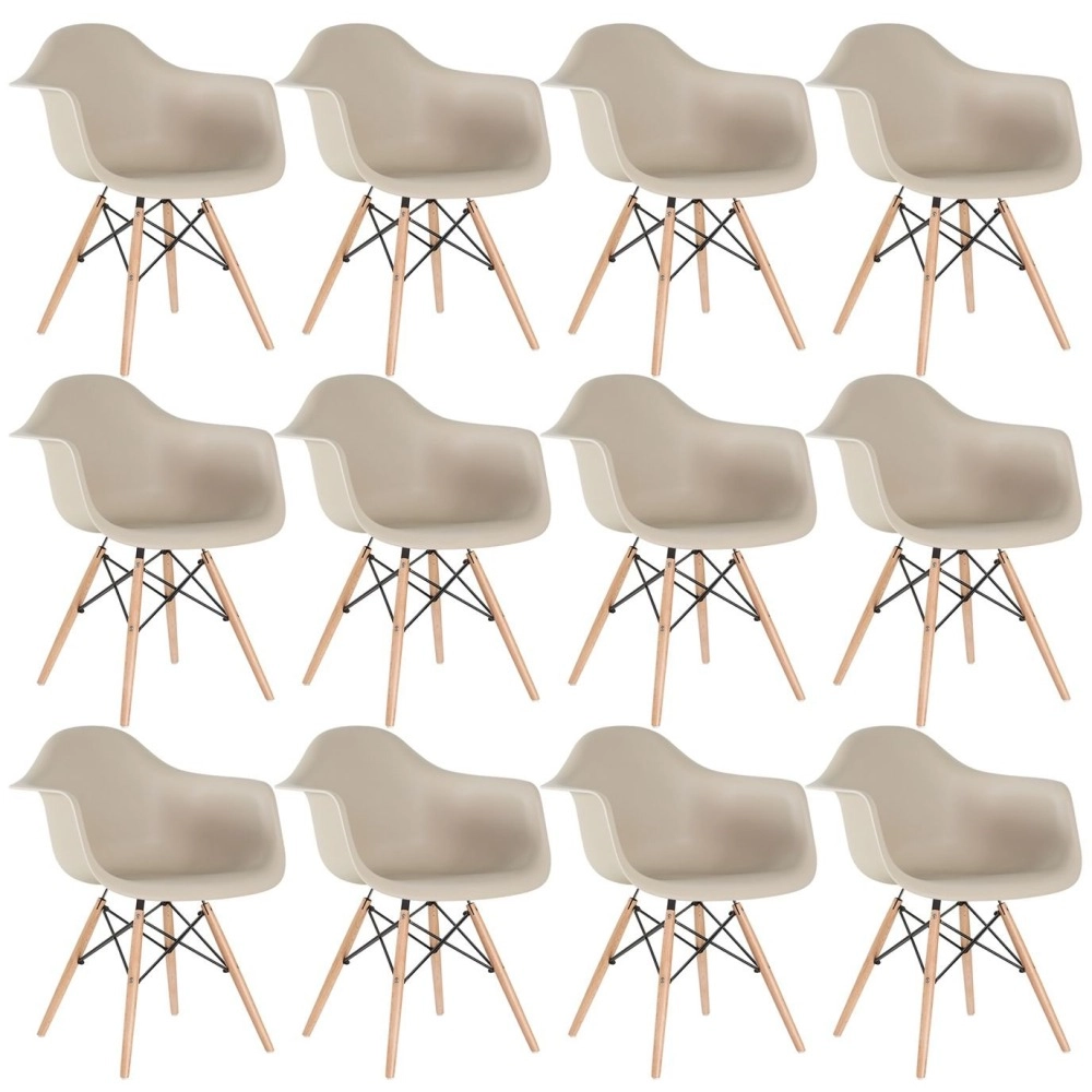 Kit 12 Cadeiras de jantar Charles Eames Eiffel DAW em Polipropileno - Nude Kit 12 Cadeiras de jantar Charles Eames Eiffel DAW em Polipropileno - Nude