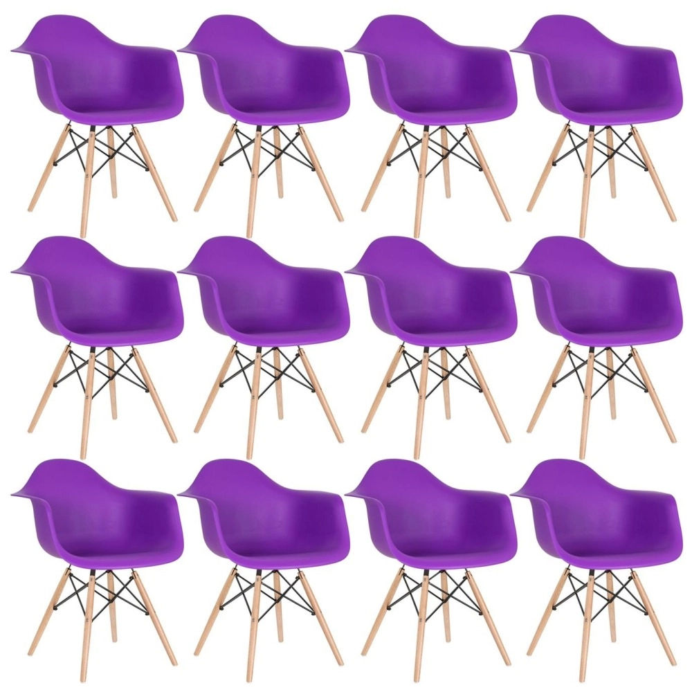Kit 12 Cadeiras de jantar Charles Eames Eiffel DAW em Polipropileno - Roxo Kit 12 Cadeiras de jantar Charles Eames Eiffel DAW em Polipropileno - Roxo