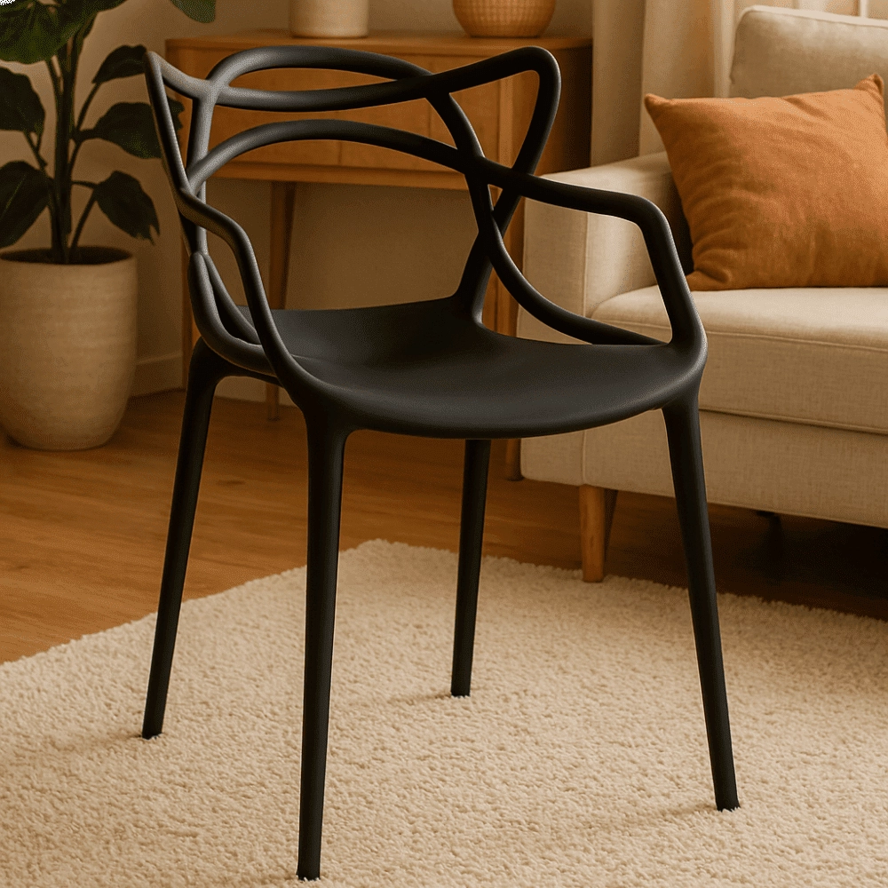Kit 12 Cadeiras de jantar Master Allegra Design Moderno em Polipropileno - Preto