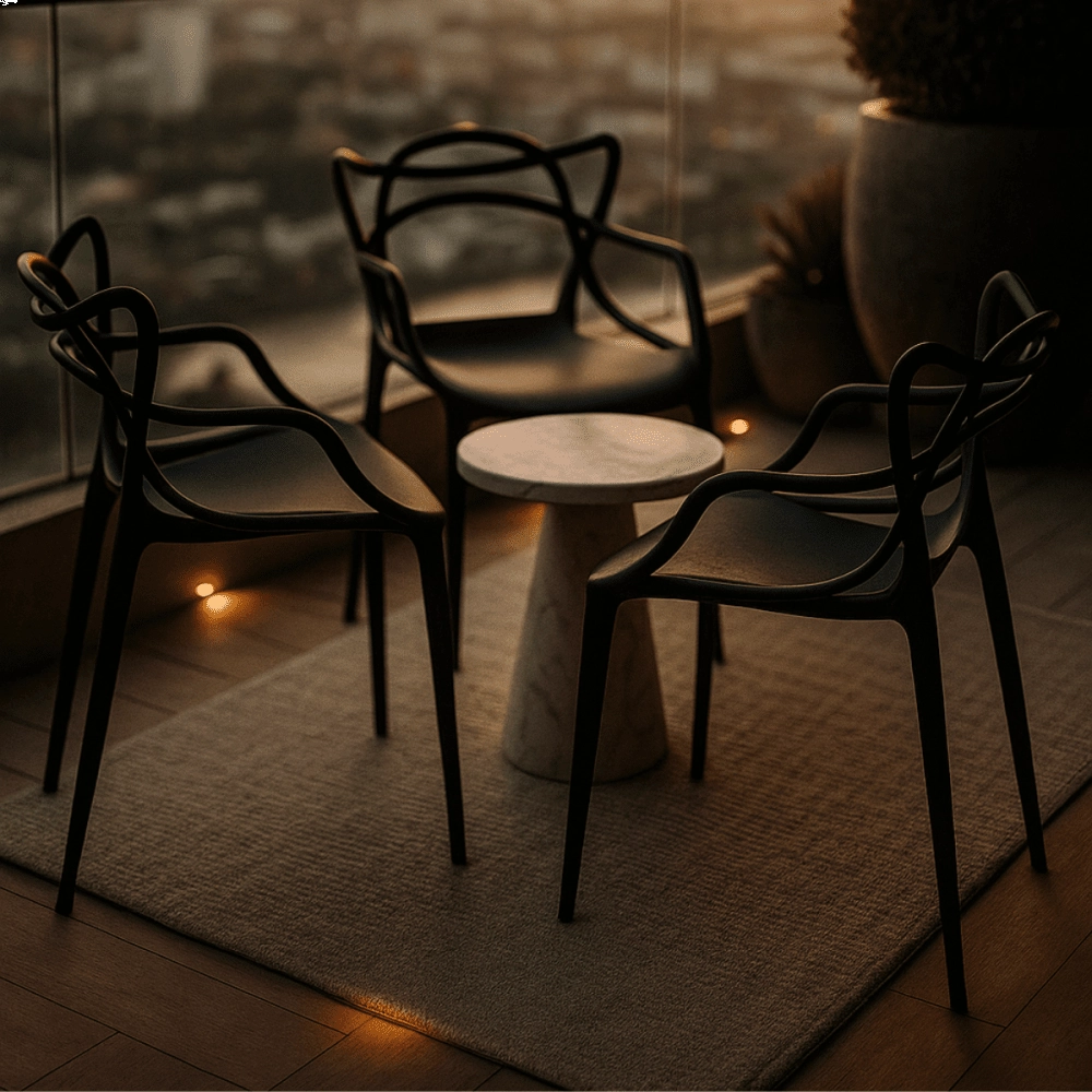Kit 12 Cadeiras de jantar Master Allegra Design Moderno em Polipropileno - Preto