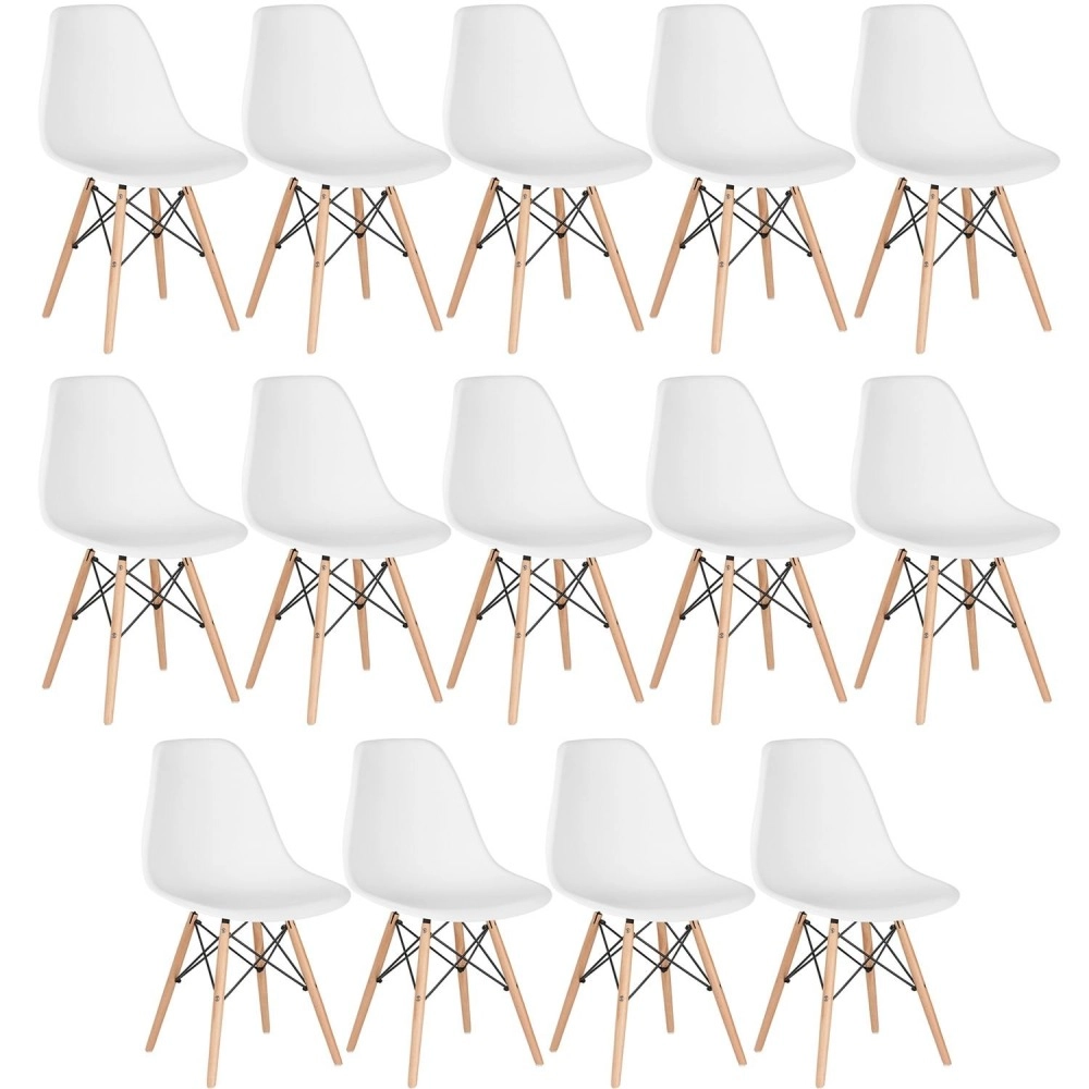 Kit 14 Cadeiras de jantar Charles Eames Eiffel DSW em Polipropileno - Branco Kit 14 Cadeiras de jantar Charles Eames Eiffel DSW em Polipropileno - Branco