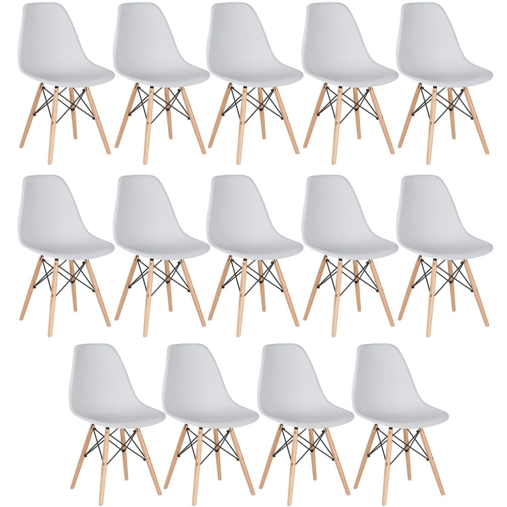 Kit 14 Cadeiras de jantar Charles Eames Eiffel DSW em Polipropileno - Cinza claro Kit 14 Cadeiras de jantar Charles Eames Eiffel DSW em Polipropileno - Cinza claro