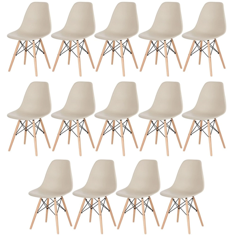 Kit 14 Cadeiras de jantar Charles Eames Eiffel DSW em Polipropileno - Nude Kit 14 Cadeiras de jantar Charles Eames Eiffel DSW em Polipropileno - Nude