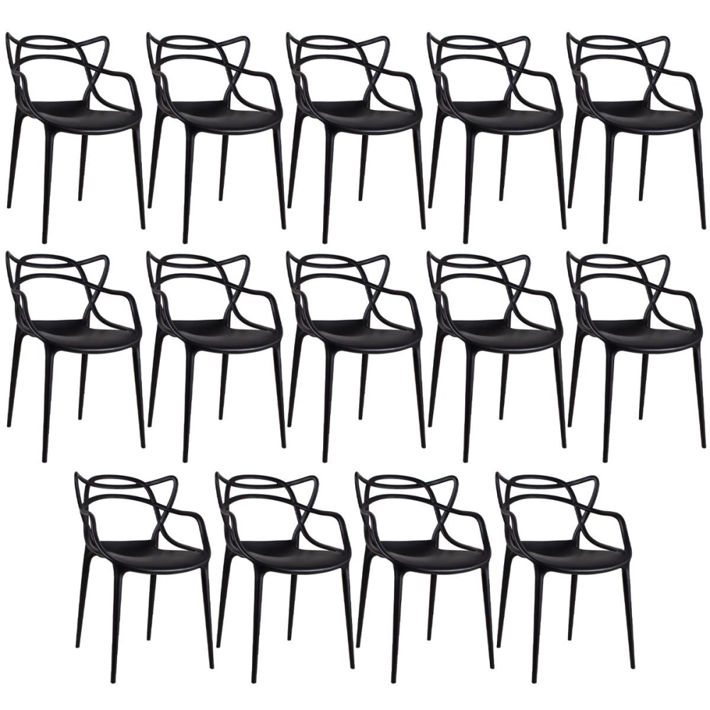 Kit 14 Cadeiras de jantar Master Allegra Design Moderno em Polipropileno - Preto Kit 14 Cadeiras de jantar Master Allegra Design Moderno em Polipropileno - Preto