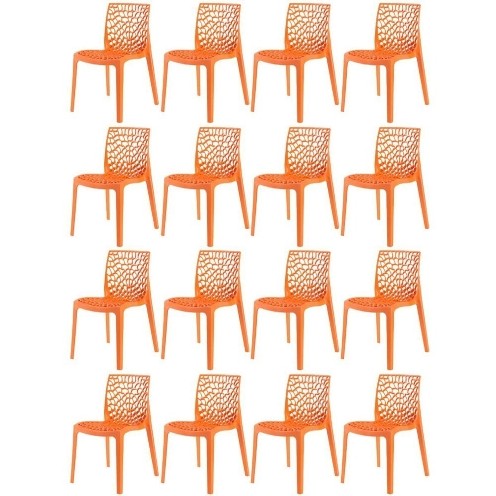 Kit 16 Cadeiras de jantar Gruvyer com design contemporâneo e anatômico - Laranja Kit 16 Cadeiras de jantar Gruvyer com design contemporâneo e anatômico - Laranja