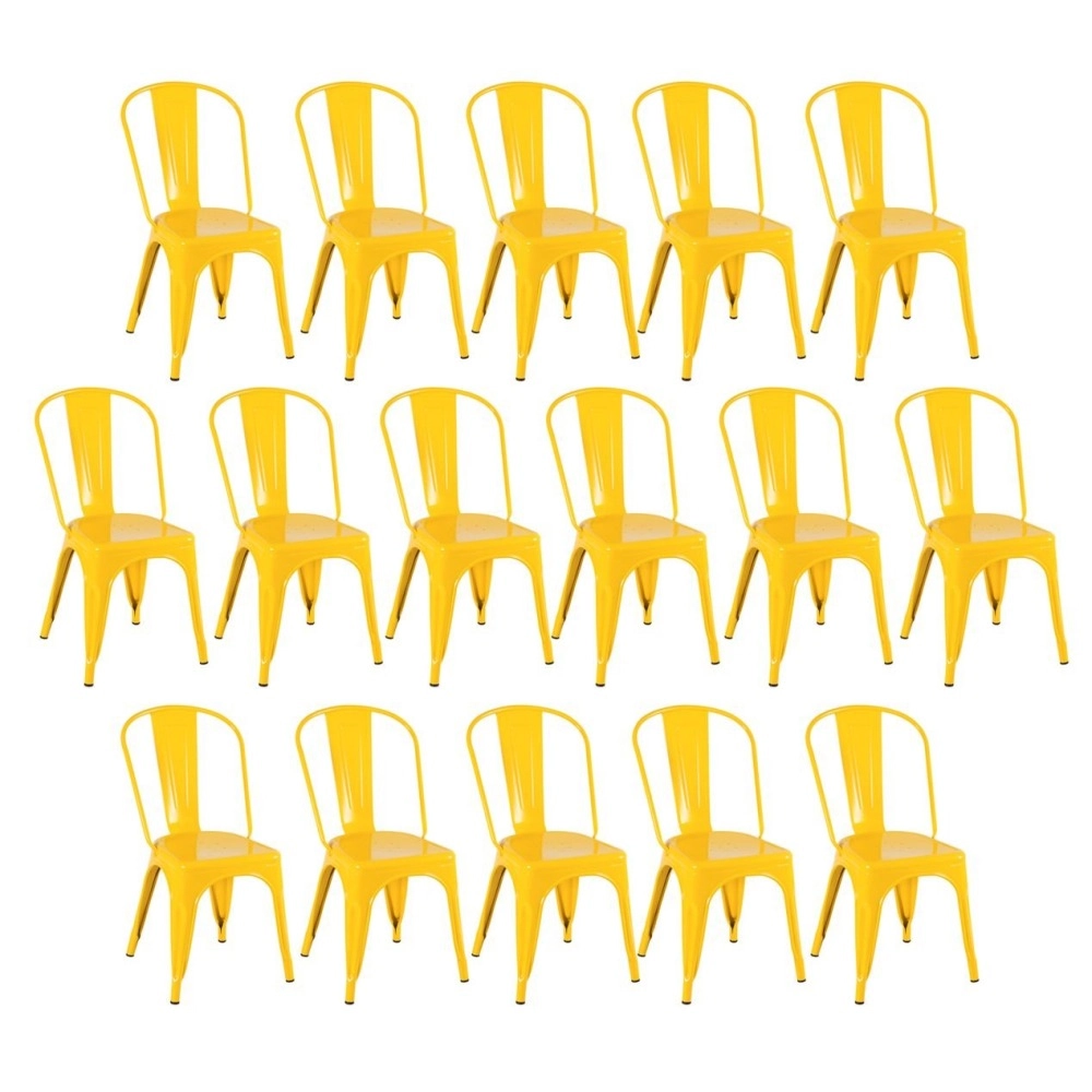 Kit 16 Cadeiras de jantar Iron Tolix com design industrial – Amarelo